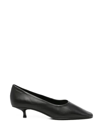 Calvin Klein Square-toe Leather Pumps In Black