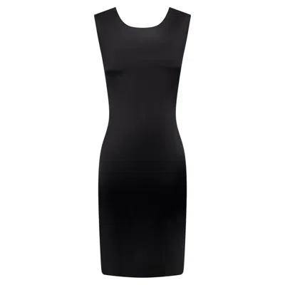 Pre-owned Calvin Klein S/s 1995  Kate Moss Runway Black Silk Satin Sleeveless Dress In Green