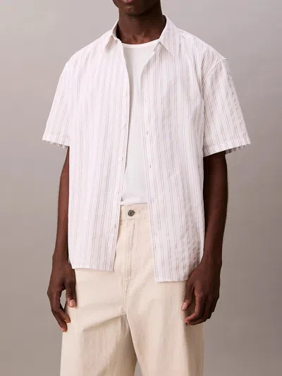 Calvin Klein Ss Supima Chest Emb Crewneck Tee In Neutral