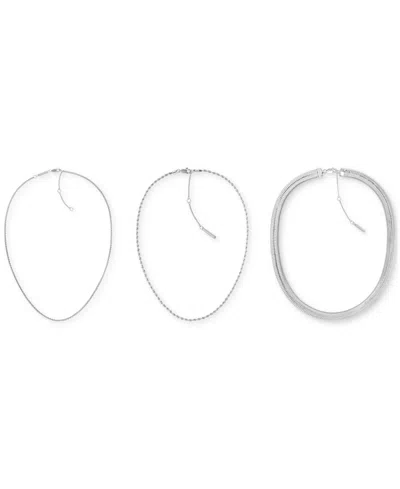 Calvin Klein Stainless Steel 3-pc. Set Chain Link Necklaces In Silver
