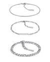 Calvin Klein Stainless Steel 3-pc. Set Mixed Chain Bracelets In Silver-tone