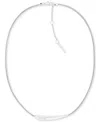 Calvin Klein Stainless Steel Elongated Raindrop Collar Necklace, 16" + 2" Extender In Silver