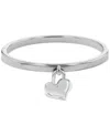 Calvin Klein Stainless Steel Logo Heart Charm Bangle Bracelet In Silver
