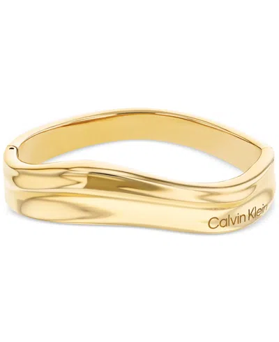Calvin Klein Stainless Steel Logo Structural Bangle Bracelet In Gold