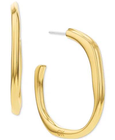 Calvin Klein Stainless Steel Medium Structural C-hoop Earrings, 1.33" In Gold