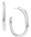 Calvin Klein Stainless Steel Medium Structural C-hoop Earrings, 1.33" In Silver