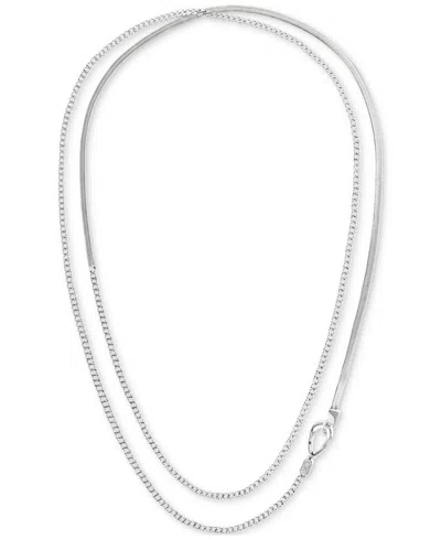 Calvin Klein Stainless Steel Mixed Chain 42" Strand Necklace In Silver