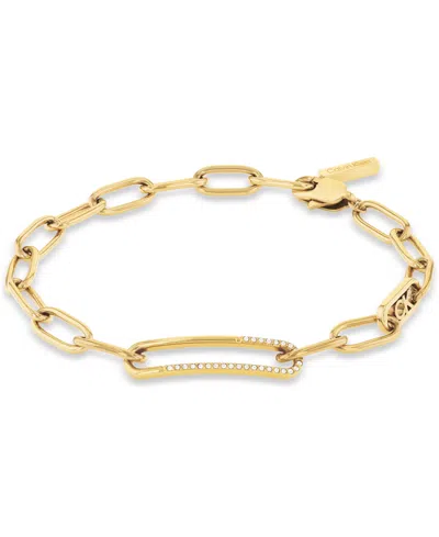 Calvin Klein Stainless Steel Pave & Logo Link Bracelet In Gold