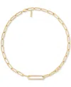 Calvin Klein Stainless Steel Pave & Logo Link Collar Necklace, 16" + 2" Extender In Gold