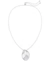 Calvin Klein Stainless Steel Structural 24" Adjustable Pendant Necklace In Silver