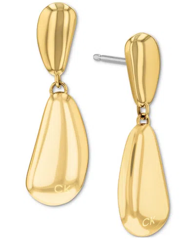 Calvin Klein Stainless Steel Structural Drop Earrings In Gold