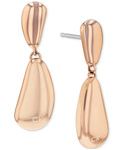 Calvin Klein Stainless Steel Structural Drop Earrings In Carnation Gold