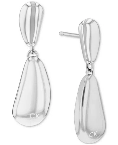 Calvin Klein Stainless Steel Structural Drop Earrings In Silver