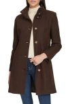 Calvin Klein Stand Collar Coat In Brown