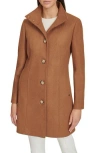 Calvin Klein Stand Collar Coat In Brown