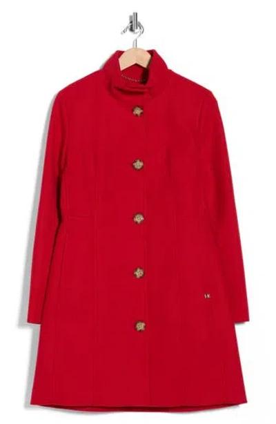 Calvin Klein Stand Collar Coat In Red