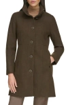 Calvin Klein Stand Collar Felted Coat In Chocolate