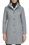 Calvin Klein Stand Collar Felted Coat In Medium Grey