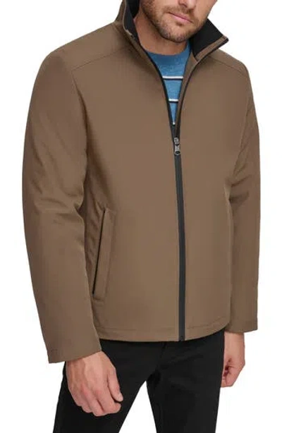 Calvin Klein Stand Collar Water Resistant Jacket In Dark Tan