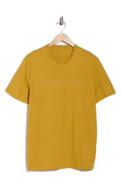 Calvin Klein Standard Logo Cotton Crewneck T-shirt In Yellow