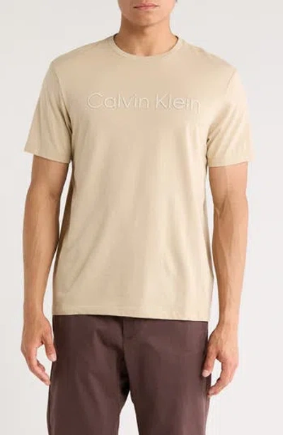 Calvin Klein Standard Logo Cotton Crewneck T-shirt In White Pepper