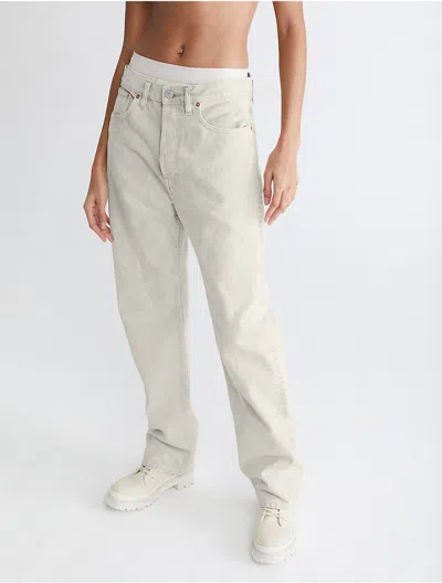 Calvin Klein Standards Marble Dye Straight Leg Jeans In Unbleached Marble Dye