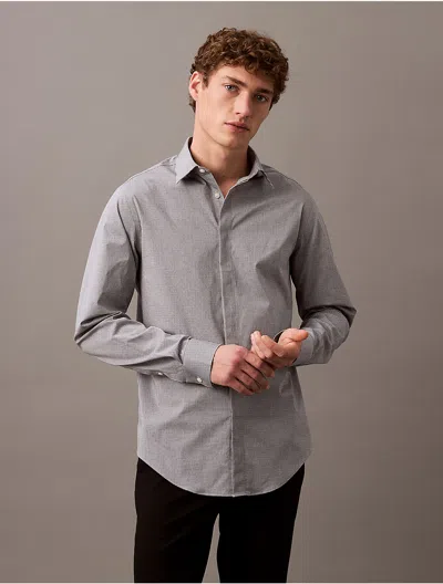 Calvin Klein Steel Calvin Klein Men's Steel Micro Check Slim Fit Button-down Shirt