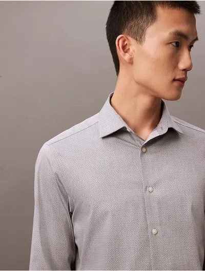 Calvin Klein Steel Calvin Klein Men's Steel Micro Star Slim Fit Button-down Shirt In Black