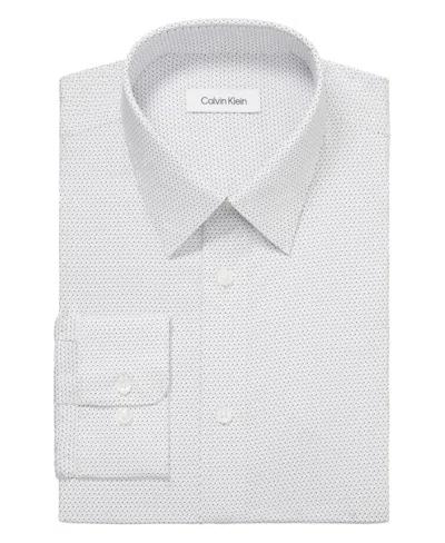 Calvin Klein Steel+ Dress Shirt Mens Blue Multi Slim Button Up Fts139 In White