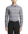 Calvin Klein Steel Dress Shirt Mens Gray Multi Slim Fit Stretch Fts81 In Gray