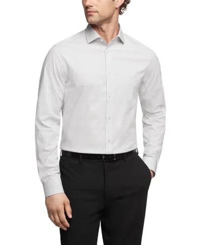 Calvin Klein Steel+ Dress Shirt Mens Gray Slim Fit Button Up Fts0 In White