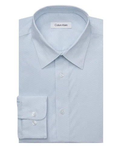Calvin Klein Steel Plus Dress Shirt Mens Mist Regular Wrinkle Free Fts7 In Blue