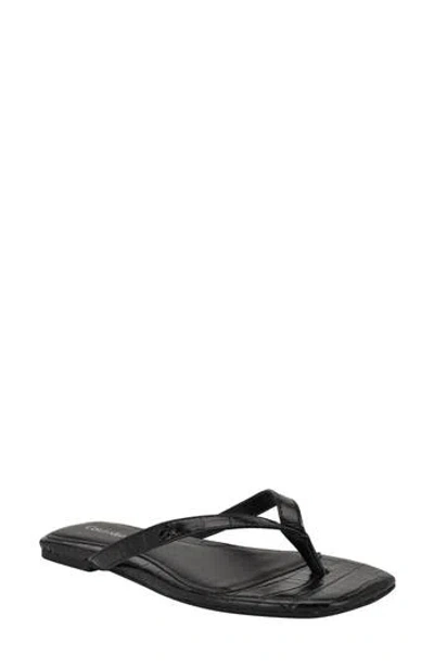 Calvin Klein Stelea Flip Flop In Black Embossed
