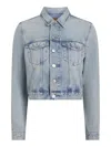 Calvin Klein Straight-cut Soft Denim Jacket With Buttoned Cuffs In Blue