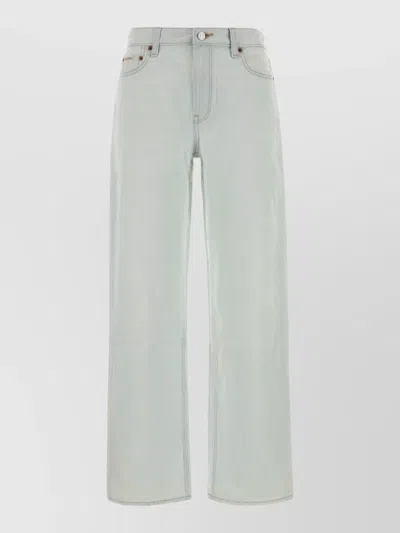 Calvin Klein Straight Leg Denim Jeans Belt Loops Five Pockets In White