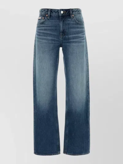 Calvin Klein Straight Leg Denim Jeans Faded Wash In Blue