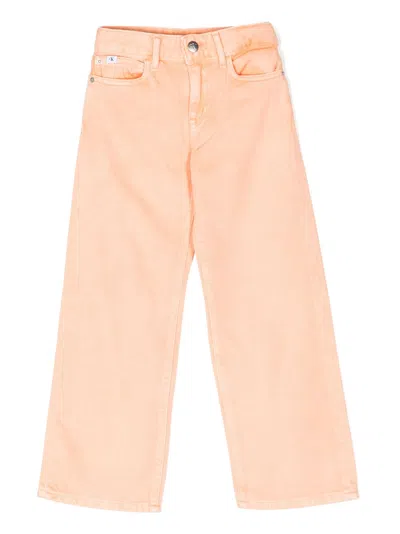 Calvin Klein Kids' Straight-leg Trousers In Orange