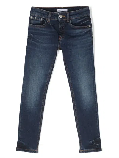 Calvin Klein Kids' Straight-leg Washed Jeans In Blue