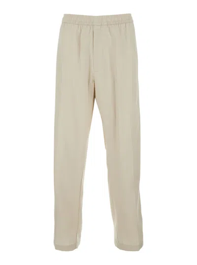 Calvin Klein Straight Linen Pull On Pant In Neutral
