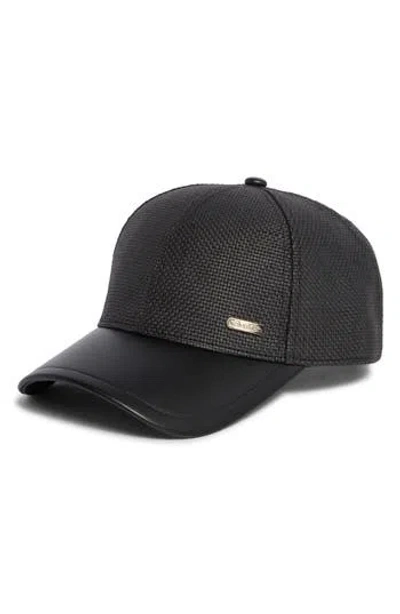 Calvin Klein Straw & Faux Leather Baseball Cap