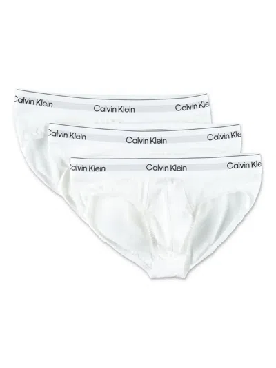 Calvin Klein Hip Briefs Pack 3 Cotton Blend In White