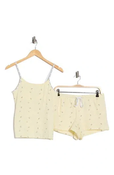 Calvin Klein Stretch Cotton Camisole & Shorts Pajamas In Yellow