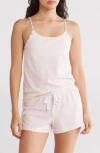 Calvin Klein Stretch Cotton Camisole & Shorts Pajamas In Pink Seersucker