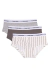 Calvin Klein Kids'  Stretch Cotton Hipster Panties In Anthracite Stripe/grey/heather