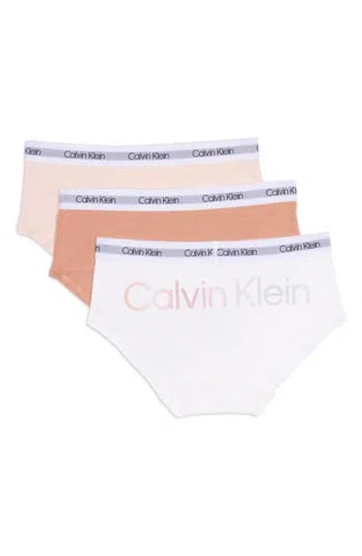 Calvin Klein Kids'  Stretch Cotton Hipster Panties In Ckgl/cafcrm/crm