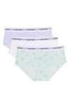 Calvin Klein Kids'  Stretch Cotton Hipster Panties In Mstfl/wht/halbl