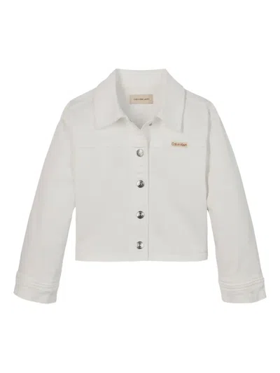 Calvin Klein Kids' Stretch-cotton Jacket In White