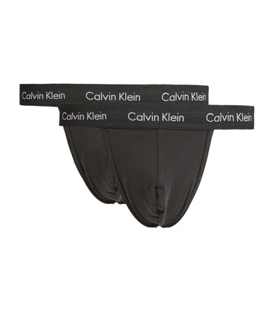 Calvin Klein Stretch-cotton Thong Briefs In Black