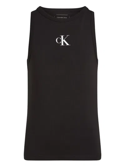 Calvin Klein Kids' Stretch-cotton Top In Black