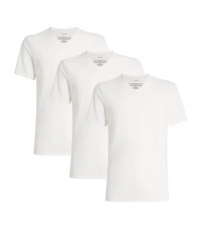 Calvin Klein Stretch-cotton V-neck T-shirts In White